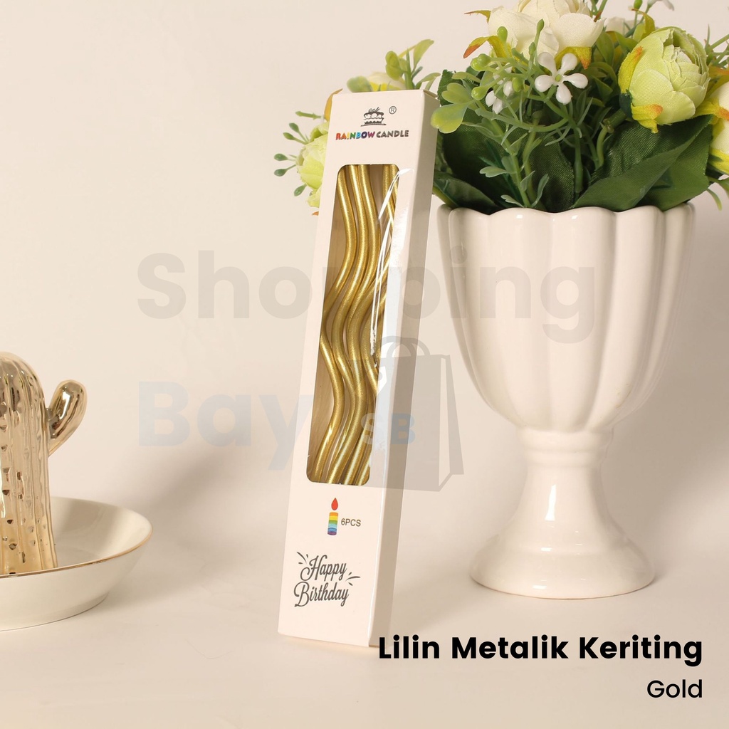 Lilin Spiral Metalik Birthday Candle Premium / Lilin Ulang Tahun Wavy