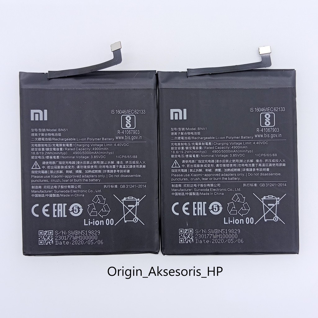 Baterai Xiaomi BN51 Redmi 8 / Redmi 8A Original 100% dc 88