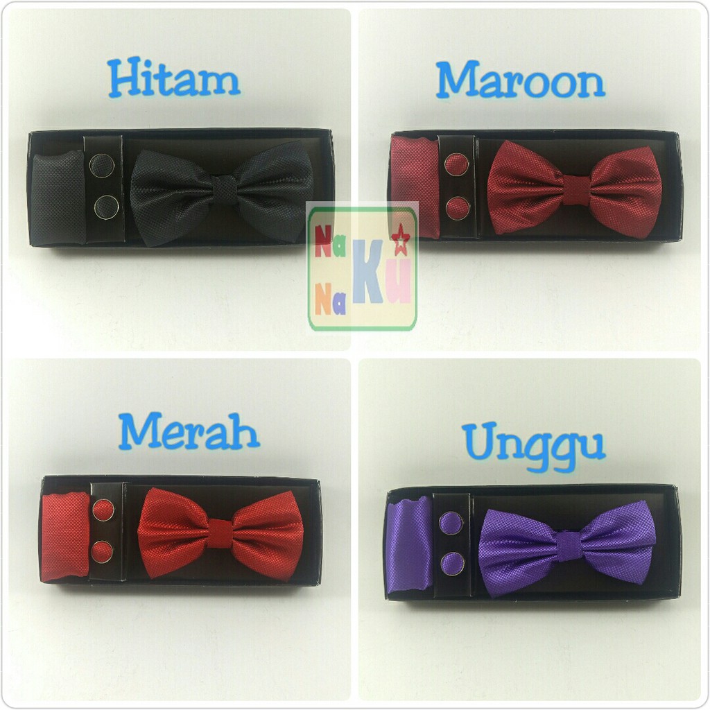 Dasi Kupu - Pocket Square - Cufflink Package Set