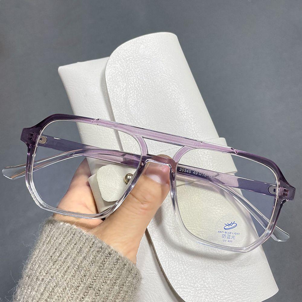 Agustinina Anti-blue Light Glasses Vintage Vision Care Perlindungan Anti Radiasi Square Double Bridges Women Glasses