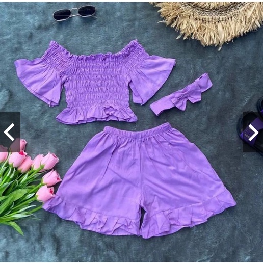 SETELAN ANAK ANAK BALITA / SET BAJU BALI ANAK CREPE ELFIS SABRINA RUFFLE / SET SABRINA CELANA RUFFLE BALITA PEREMPUAN SETELAN ANAK ELLIAS