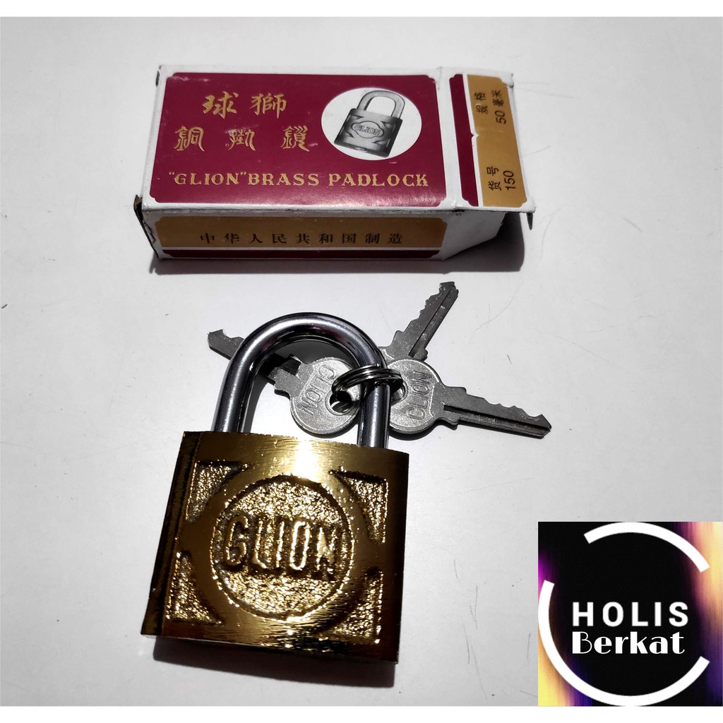 GLION BRASS PADLOCK / GEMBOK KUNINGAN 50 MM LEHER PENDEK HIGH QUALITY