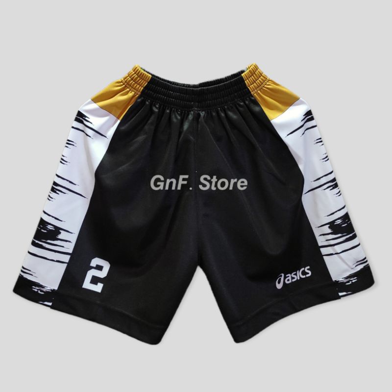 Celana volly full printing nomer / Celana voli nomer (hitam)