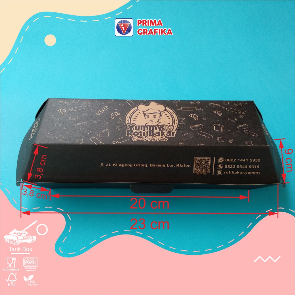 

Custom Box Roti Bakar / Hotdog / Kue Kraft - Paperbox Longbox Kotak Makan Kemasan Kertas