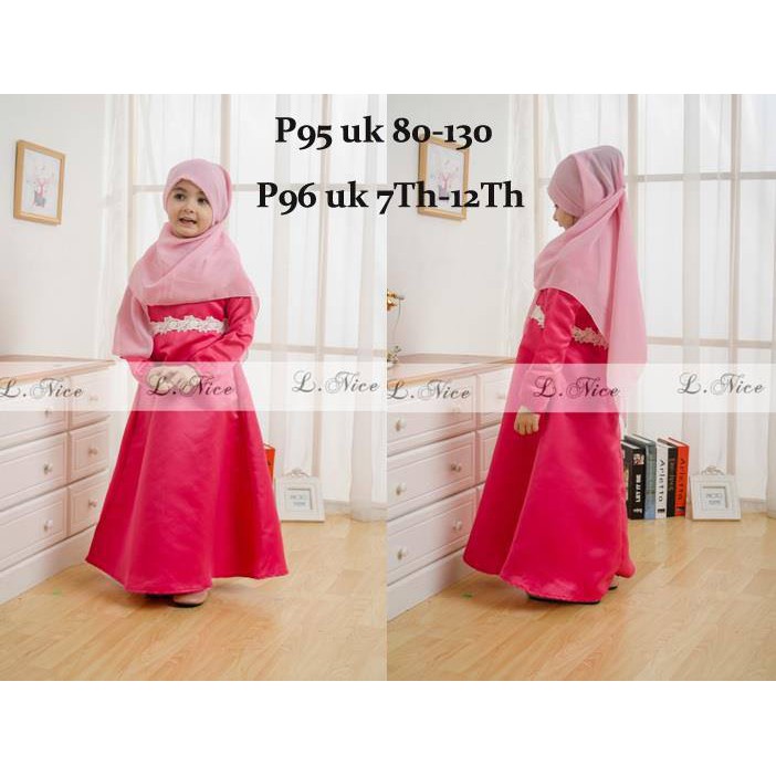 P95 L-Nice Gamis Set Hijab Fuschia