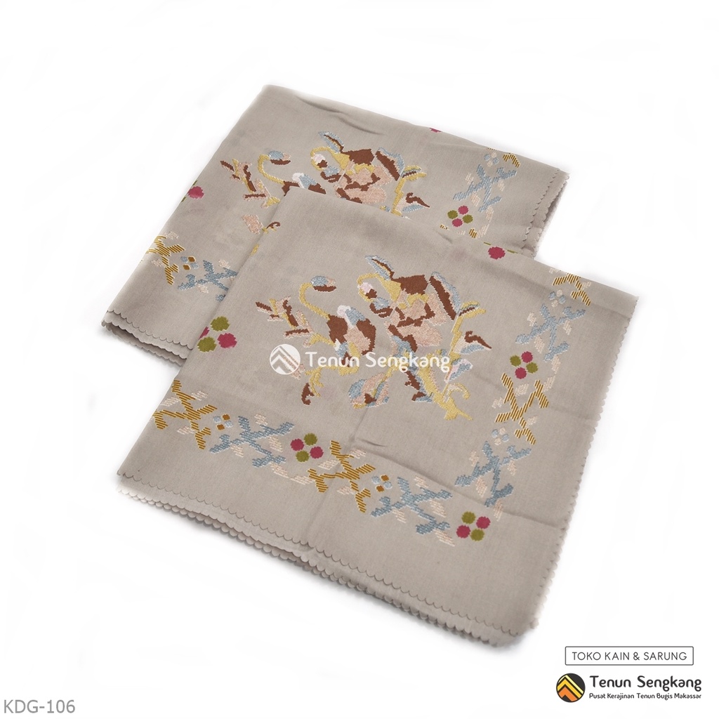 Jilbab Hijab Kerudung Motif Bunga Lagosi Bugis Voal Premium Segiempat Mocca Muda - Tenun Sengkang KD