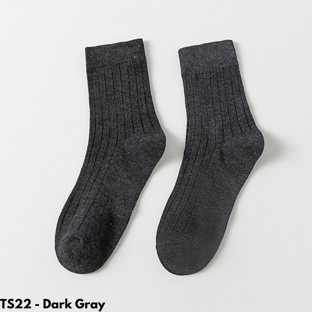 KAOS KAKI PANJANG WANITA PASTEL KATUN POLOS BETIS COTTON NYAMAN LEMBUT STRETCH MUSLIMAH NYAMAN OUTDOOR TS22-Dark Gray