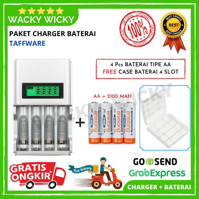 Batre Baterai Charger Casan Taffware Bonus Baterai AA / AAA + Casing
