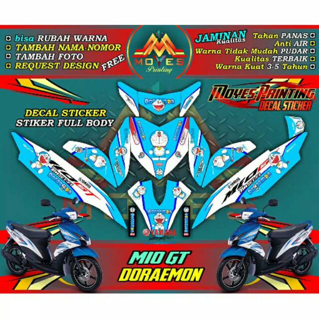 Sticker Motor Mio GT Stiker Decal Motor Mio GT Doraemon Decal Yamaha Motor Mio GT Keren