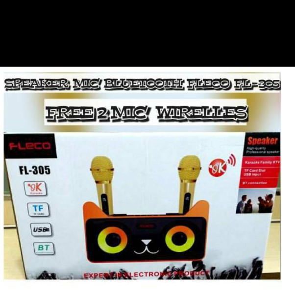 Speaker Mic Fleco Karaoke FL-305 Free 2 Mic Wireless