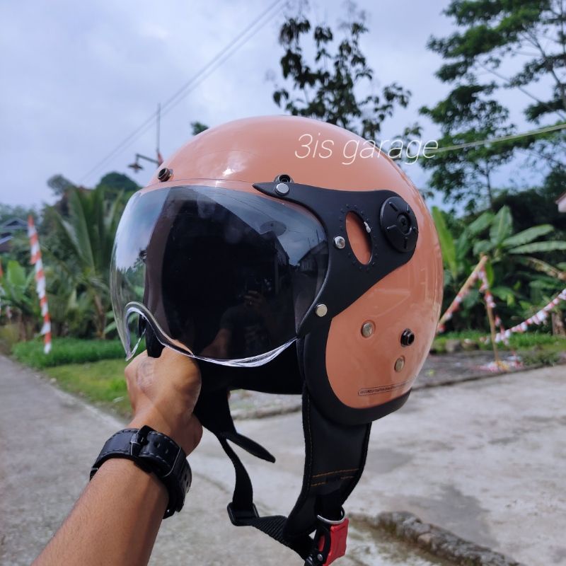 HELM BOGO RETRO PILOT FULL LEHER SNI ORIGINAL