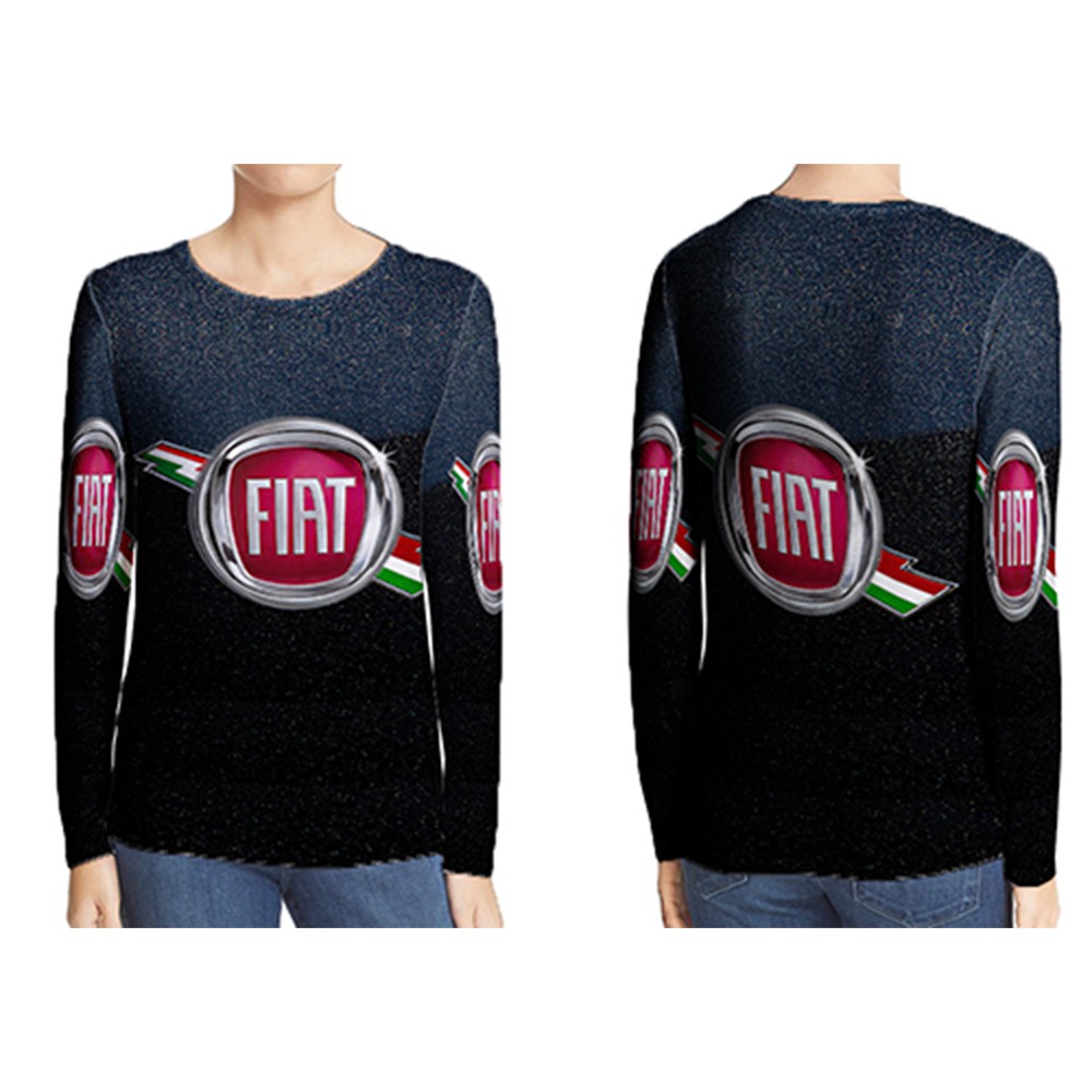 Kaos Tangan Panjang Fiat Logo Fullprint T-Shirt Unisex Bahan Polyester Jersey Dryfit