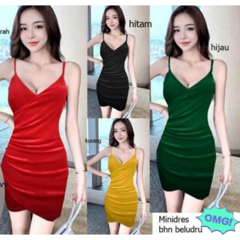 Mini Dress Bahan Bludru/Dress Sexy/Mini Dress