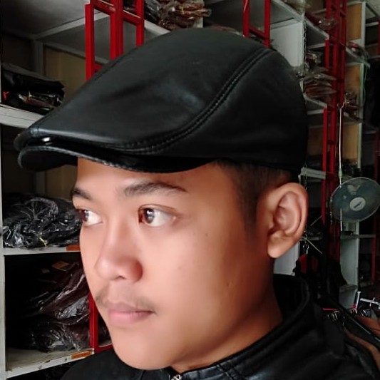 Topi Gaul Kulit Asli - Topi Pria Kulit - Topi Kulit Asli Garut