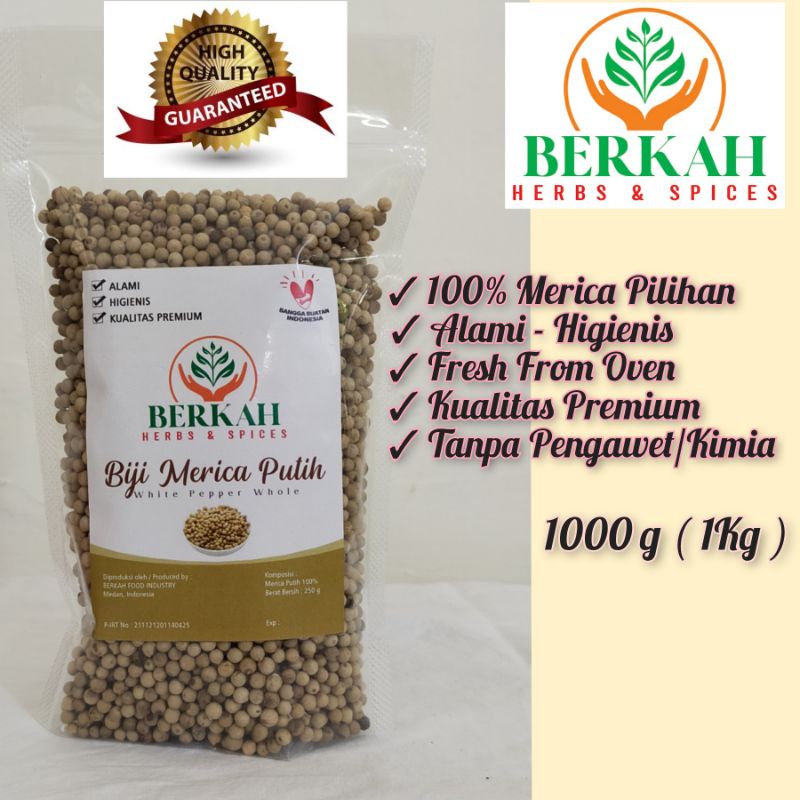 Merica Putih Asli 1000Gr 1Kg / Lada Putih Butir Biji Asli Kualitas Premium Terbaik