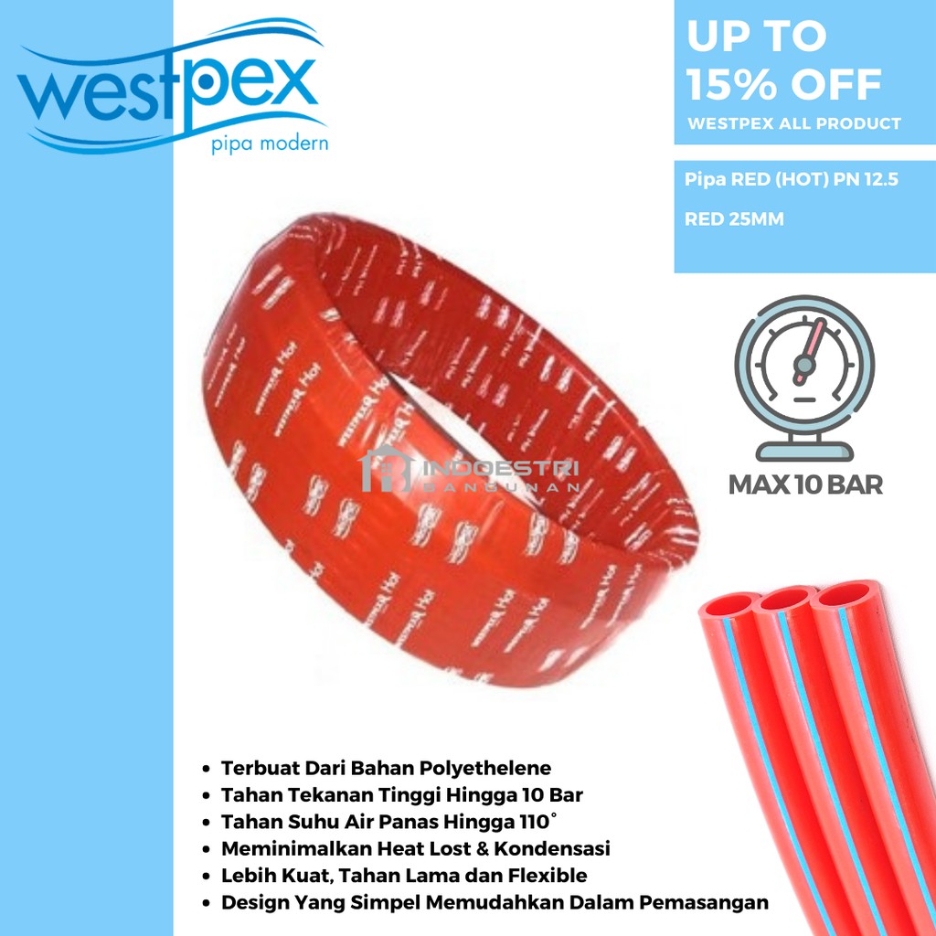 Pipa Pex Westpex Red 1 inch (Pipa Air Panas Westpex 25 mm)