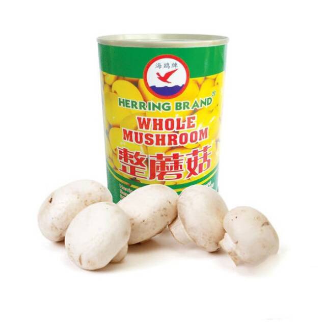 Jamur Kancing HERRING BRAND Whole Mushroom Dalam Kaleng 400Gr