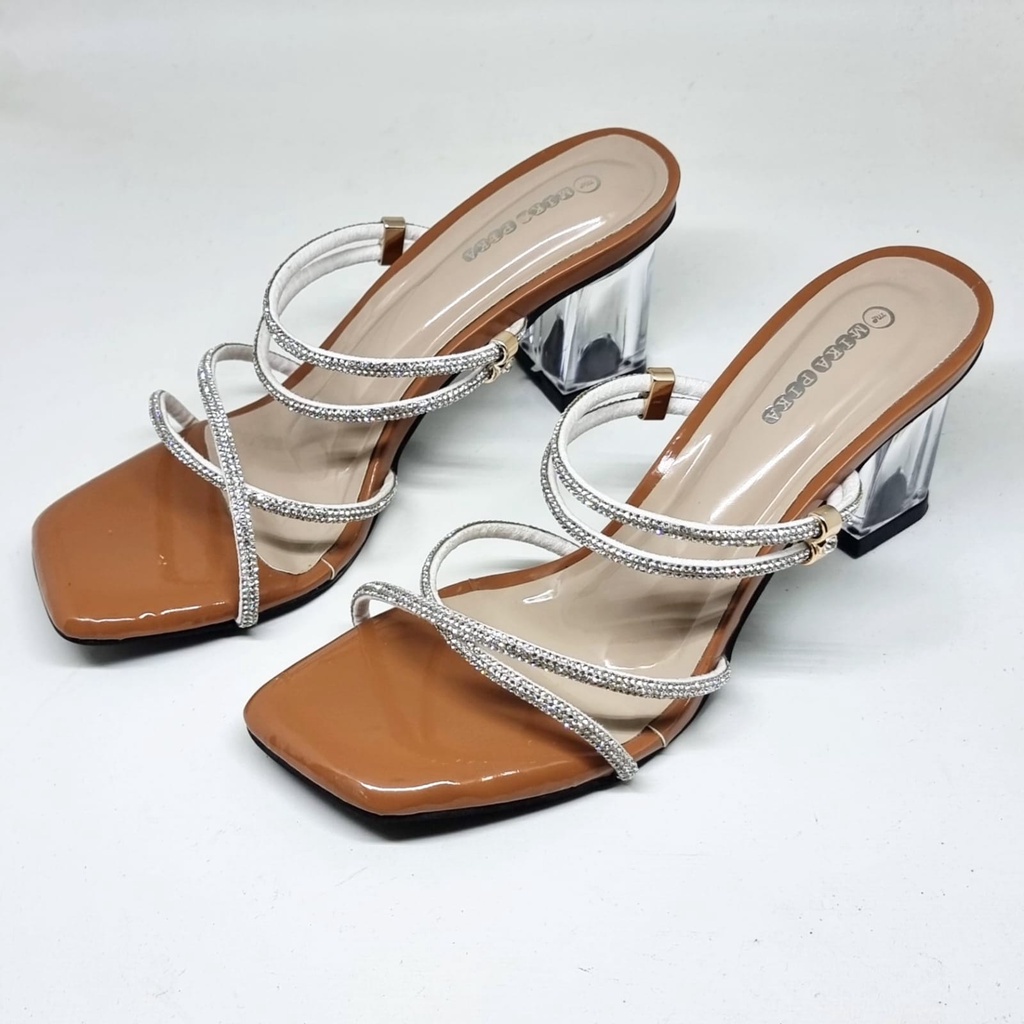 R9 Sepatu Wanita Hak Kaca Kirana Heels Strappy