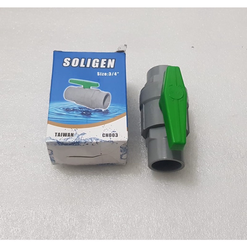 Stop kran ball valve pvc 1/2” 3/4” Soligen