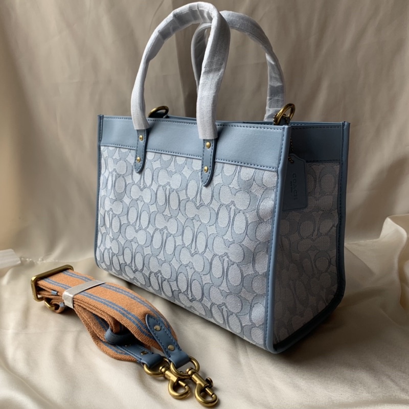 Coach Field Tote 30 In Signature Jacquard (C3282) Light Blue/Chambray