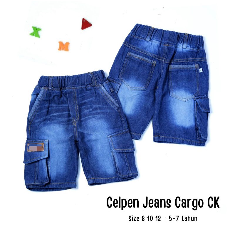 [2-9 Tahun] Celpen Celana Pendek Jeans Anak Bio Wash Cargo CK