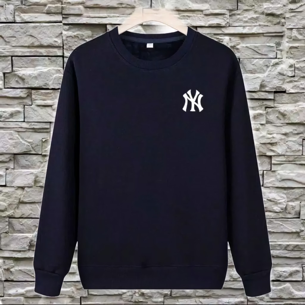 Sweater Crewneck pria NY NAVY sweter cowok distro simple unisex