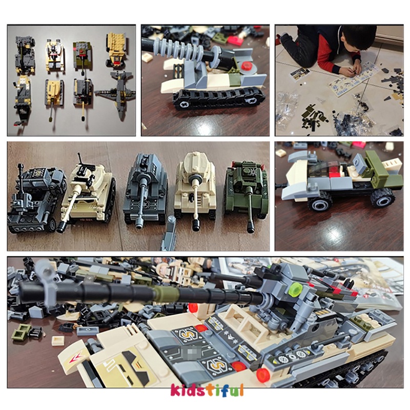 Mainan Anak Laki Laki 1000Pcs Tangki Tank WW2 Mainan Balok Mainan Edukasi