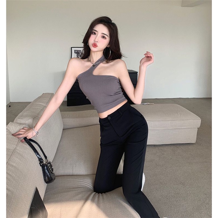 Victoria Tanktop Kamisol Korean Wanita Crop Tanktop One Shoulder 1090