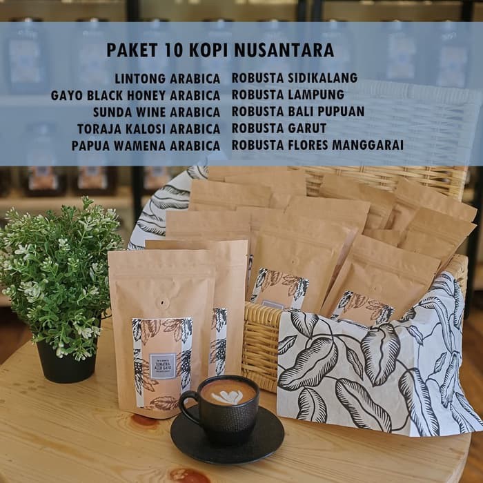 

PAKET KOPI 10 JENIS NUSANTARA ARABICA ROBUSTA SOUVENIR OLEH OLEH