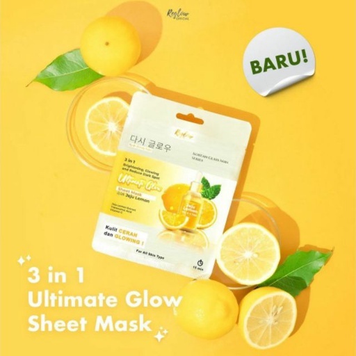 Masker Wajah Reglow 3 in 1 Ultimate Glow Sheet Mask Jeju Lemon