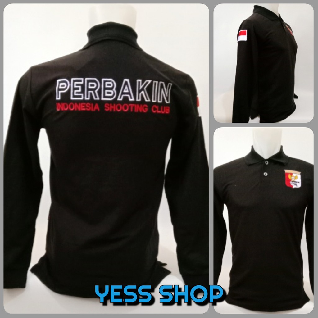 Kaos Baju Polo Perbakin Indonesia Shooting Club Lengan Panjang - Kaos Perbakin Lengan panjang hitam