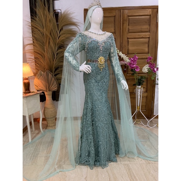 slim jubah hijau wardah