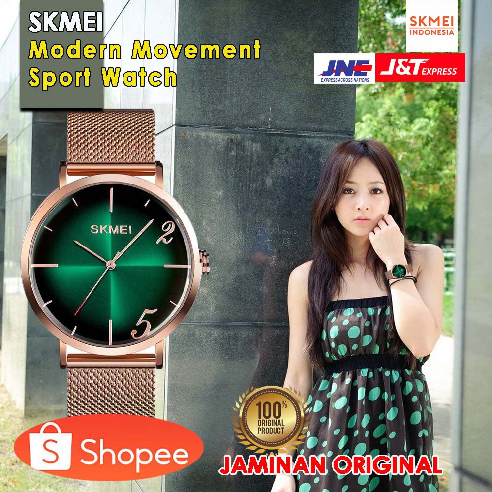 ORIGINAL SKMEI Jam Tangan Analog Pria - 9200 [Rose Gold/Green]