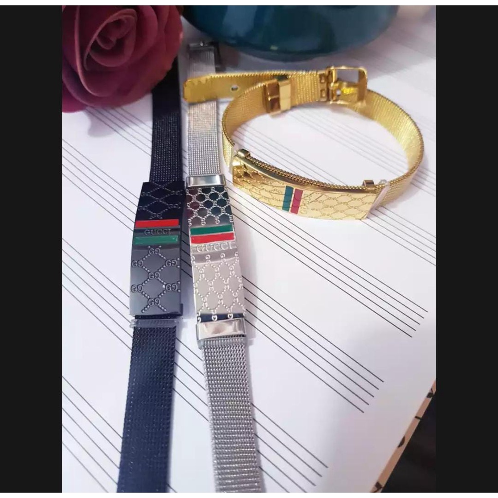 Gelang Bangle Titanium GG Wanita Anti Karat Gelang rantai pasir gelang rantai jam wanita