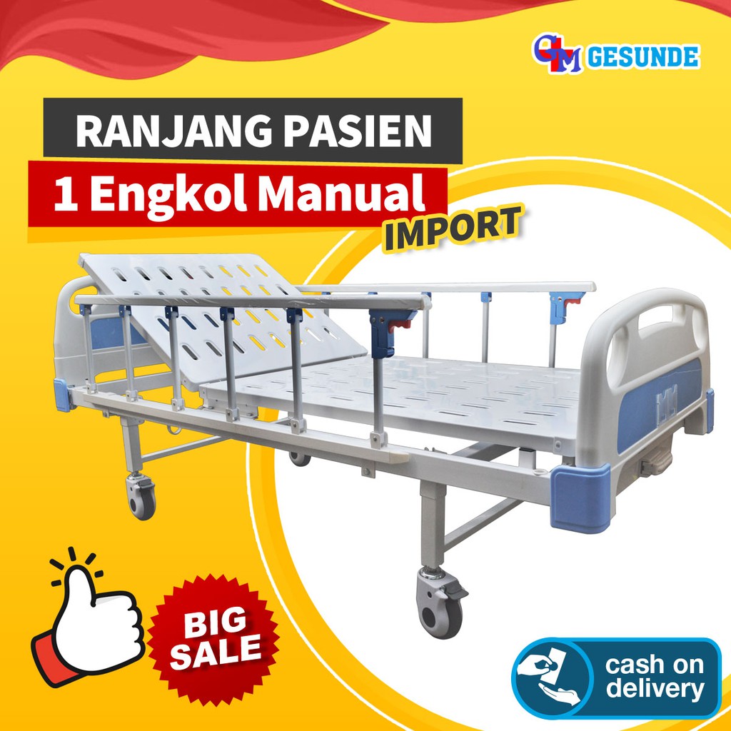 Ranjang Rumah Sakit IMPORT - Ranjang Pasien Engkol - Ranjang 1, 2, 3 Crank Matras Pasien Rumah Sakit