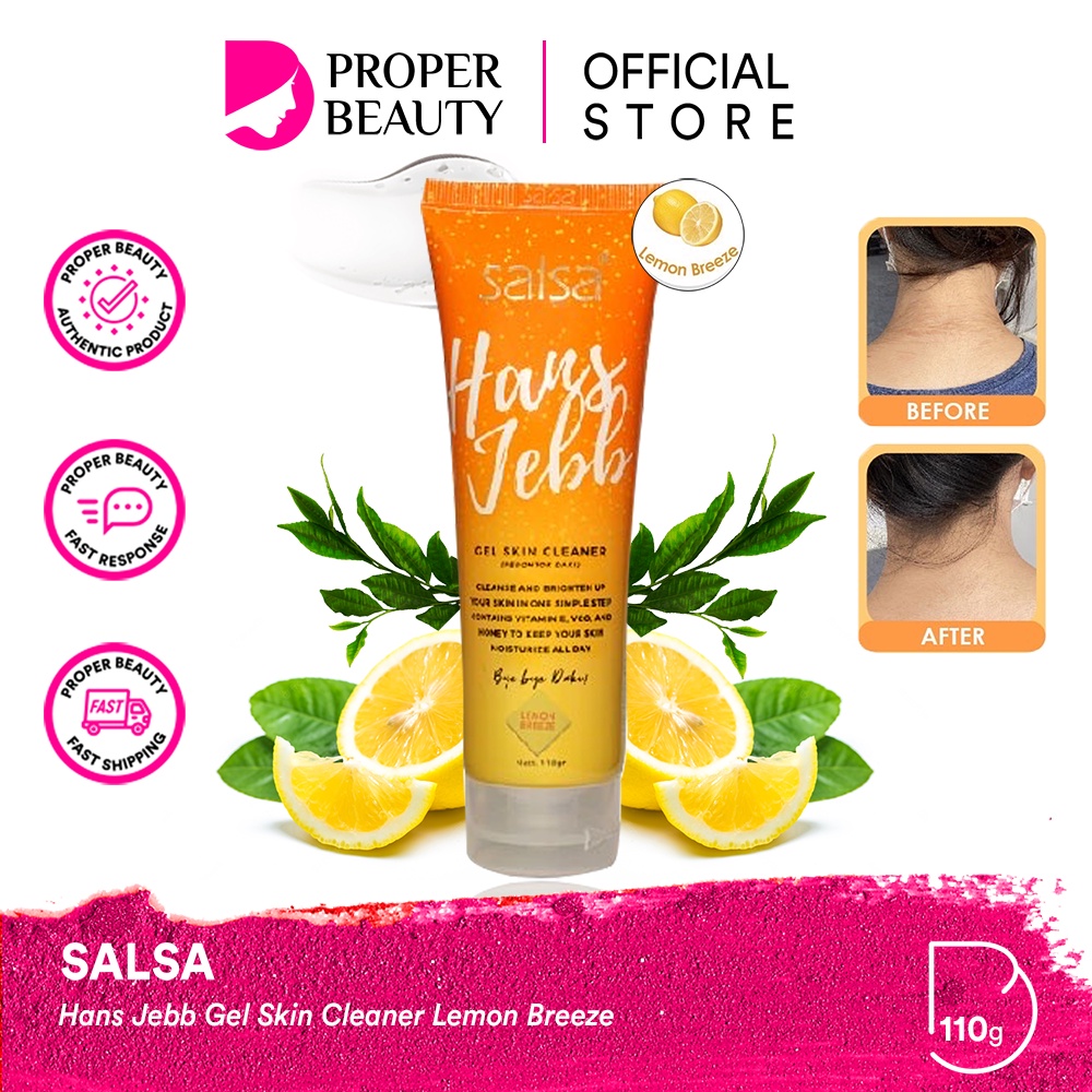 SALSA Hans Jebb Gel Skin Cleaner Lemon Breeze Indonesia / Perontok Daki Green Tea Sweet Tropical Pembersih kulit 110gr / Cleanser Scrub Exfoliator Eksfoliasi / Skincare Body Care Lotion Soap / Facial Wash Toner Serum Sunscreen Cream Mask / Paket  Wajah