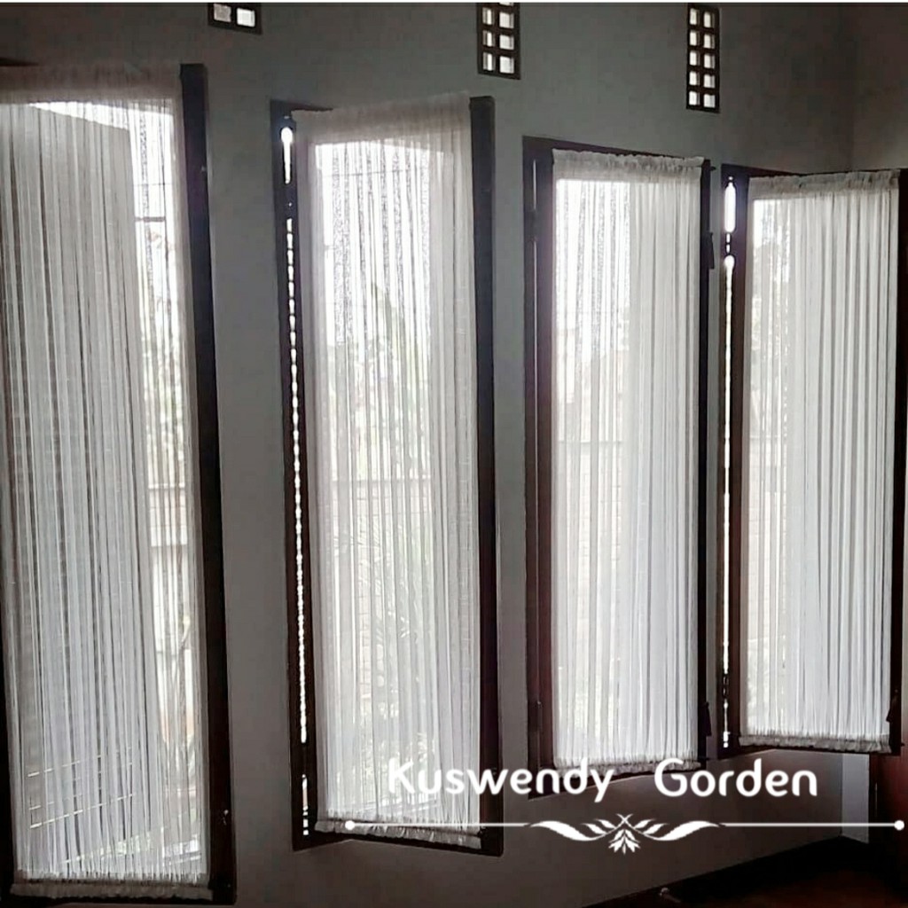 Gorden Vitrase Kupu Kupu Pita Spiral Tinggi 100 - 250 cm Hordeng Putih Polos Jendela Pintu Tirai Minimalis