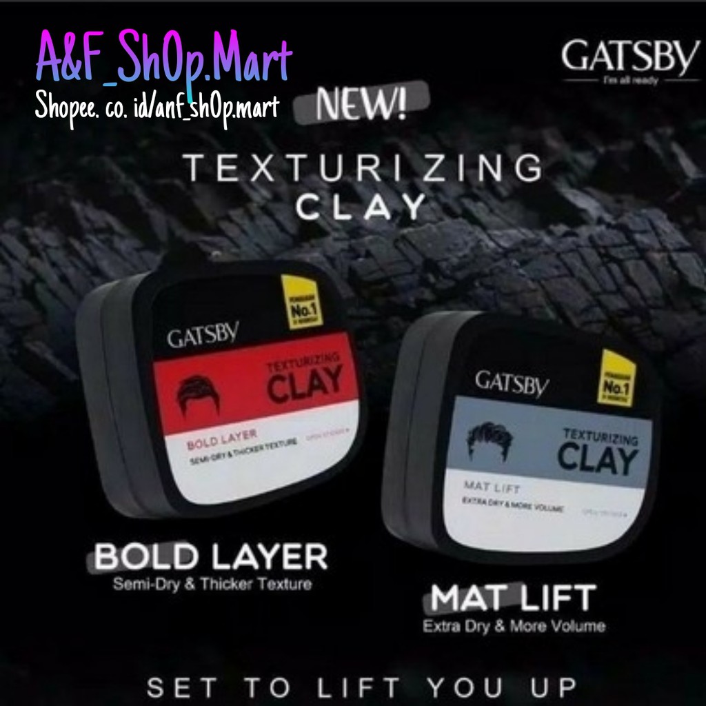 GATSBY TEXTURIZING CLAY 73 Gram BOLD LAYER / MAT LIFT - Minyak Rambut Gatsby