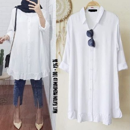 Tunik katun premium putih bawah renda ld 100 cm