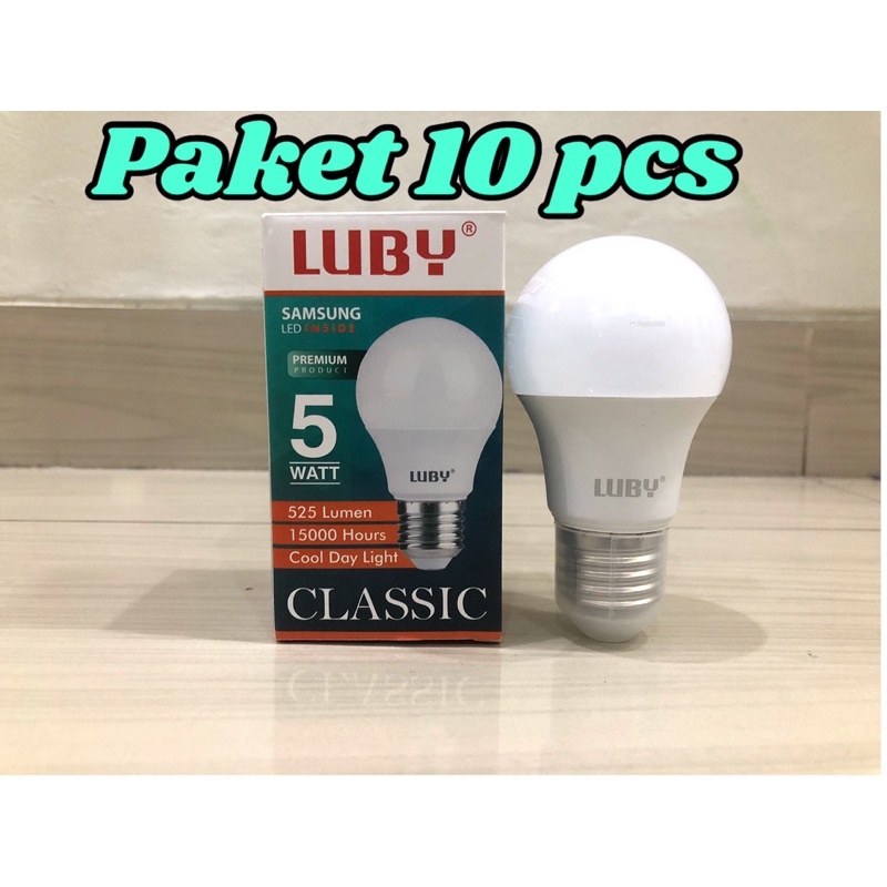 BOHLAM LED LUBY CLASSIC CAHAYA PUTIH PAKET 10 PCS 5 WATT