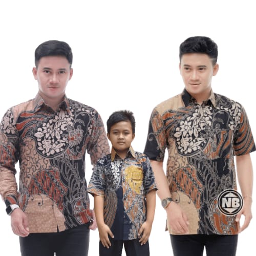 KEMEJA HEM BATIK COUPEL AYAH ANAK MOTIF CAAP COKLAT