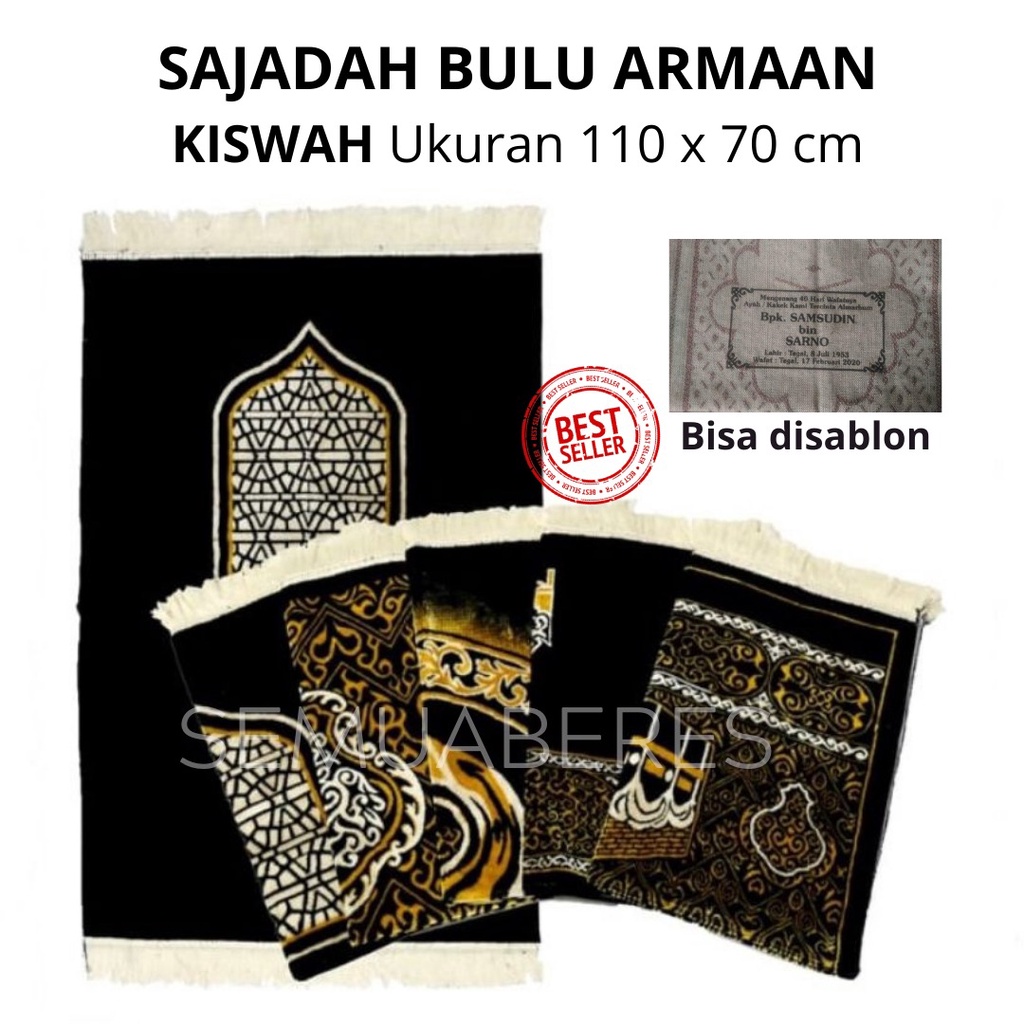 Sajadah Armaan Besar KISWAH HITAM Turkey Turki 110 cm x 70 cm