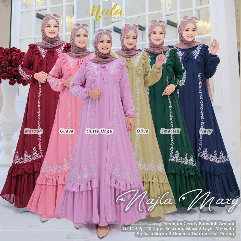 𝐁𝐢𝐬𝐚 𝐂𝐎𝐃 | Najla maxy Gamis rompi depan bordil nyatu