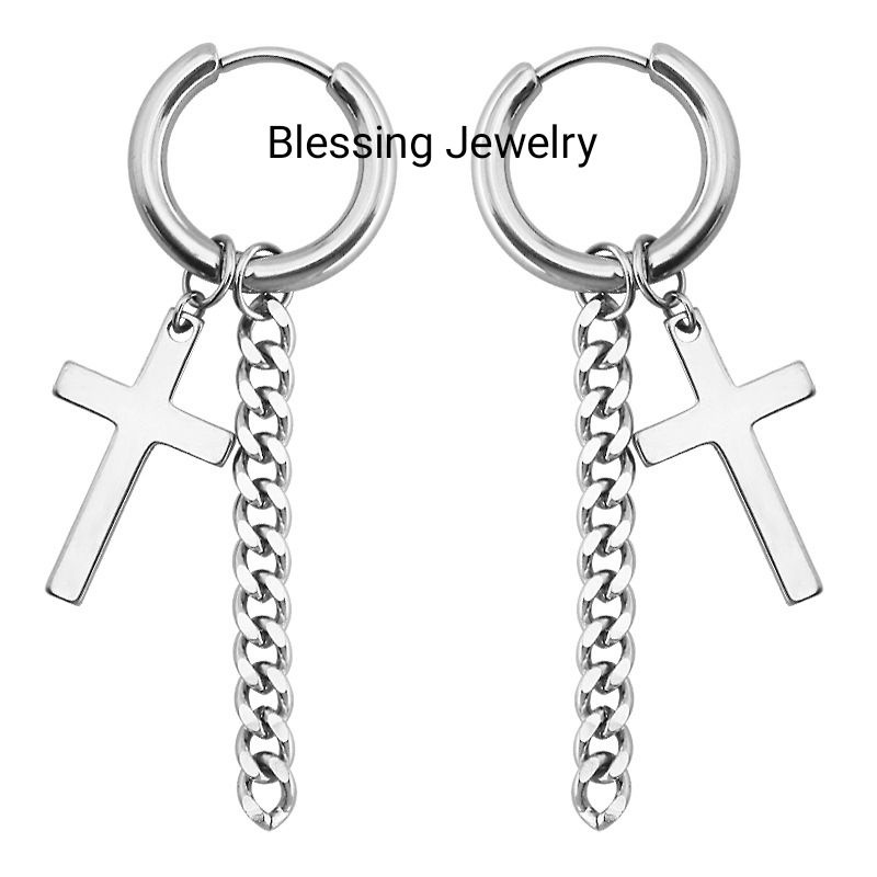 Anting Tusuk Jurai Rantai Panjang Silver Pria dan Wanita