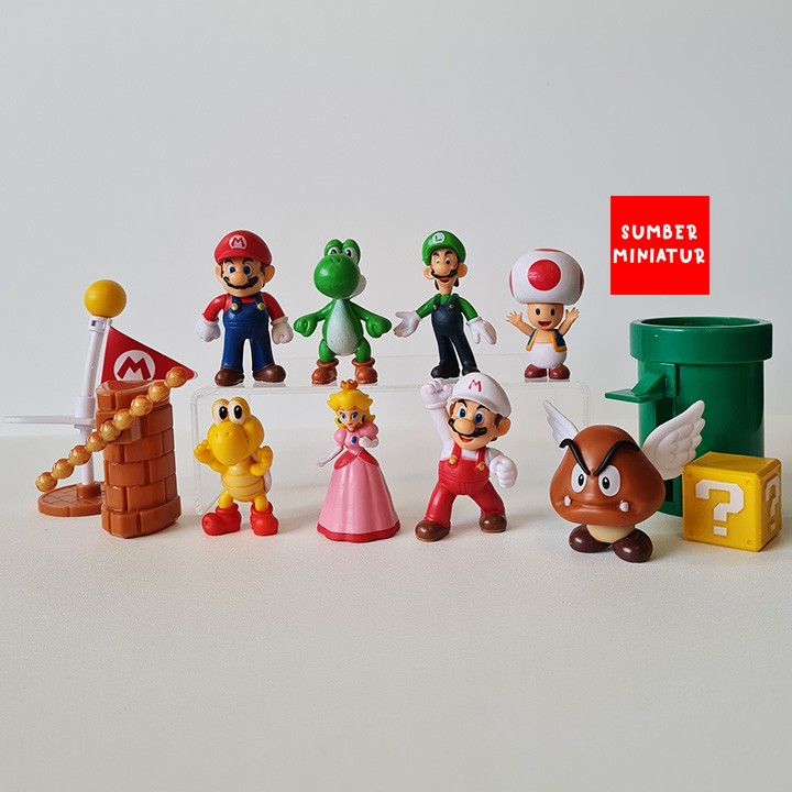 Super Mario Bros Set Figure / Pajangan Hiasan Kue Luigi Yoshi