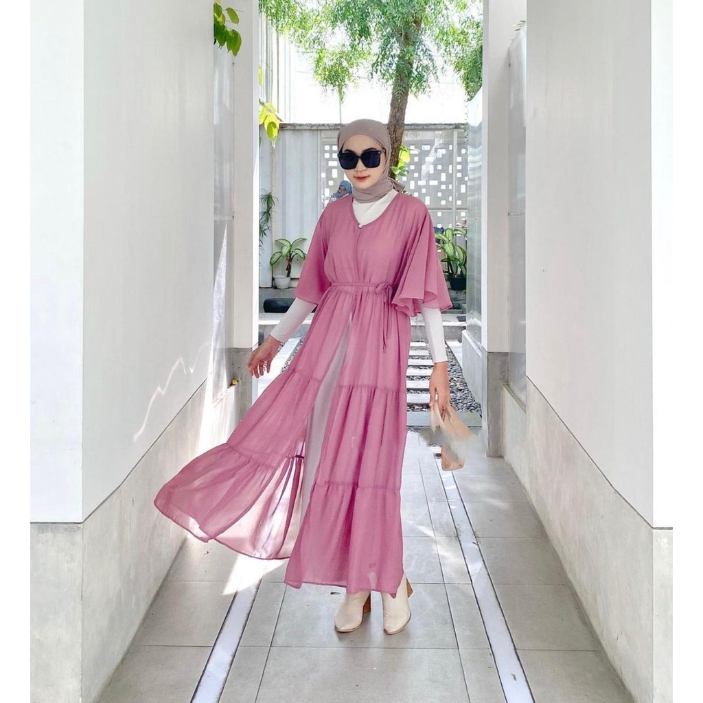 (AMD) CARDIGAN LONG KRISTIN CERUTY RUFFLE OUTER REMAJA WANITA