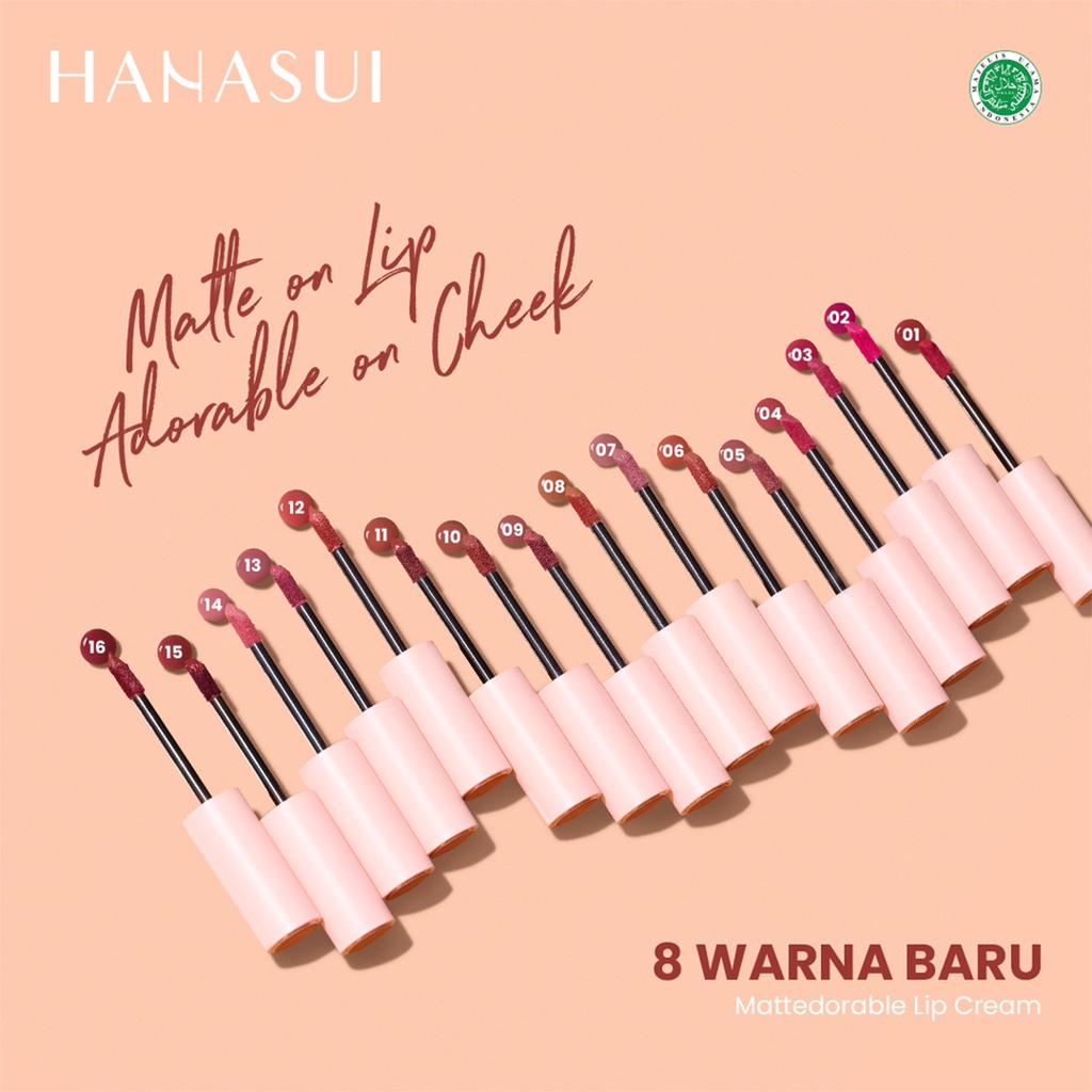 ❤ UNDER100 ❤ HANASUI ✔️BPOM BOBA Mattedorable Lip Cream Tintdorable Lip Tint | Lip Stain | dual function bibir blush on lip and cheek