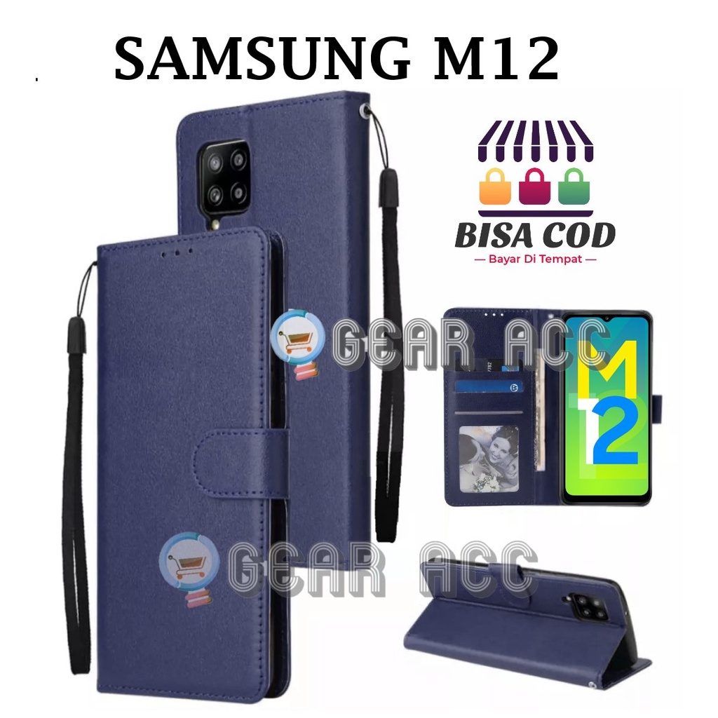 FLIP CASE UNTUK SAMSUNG M12- FLIP COVER DOMPET CASING-WALLET LEATHER CASE FLIP SARUNG BUKU FLIP LEAT