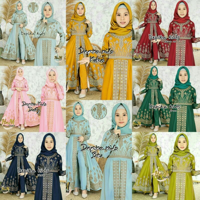 Baju Gamis Anak Perempuan SET DEPIKA KIDS setelan bordir tanggung setelan depika kid set india gamis