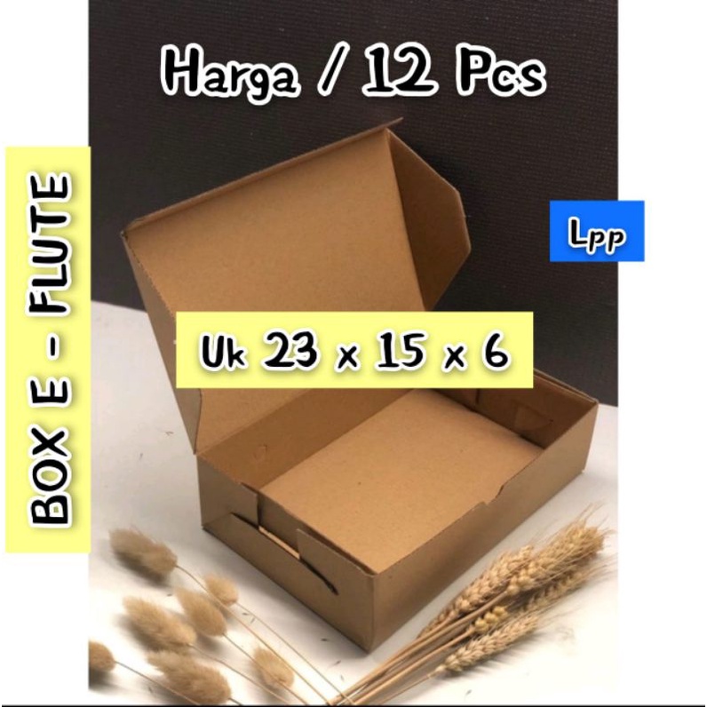 

12 pcs / BOX E ~ FLUTE uk 23 x 15 x 6 cm hampers brown ~ FOOD GRADE